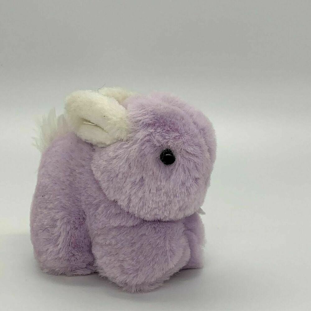 Vintage Eden Bunny Rabbit Plush Baby Rattle Lavender Purple w/Ribbon